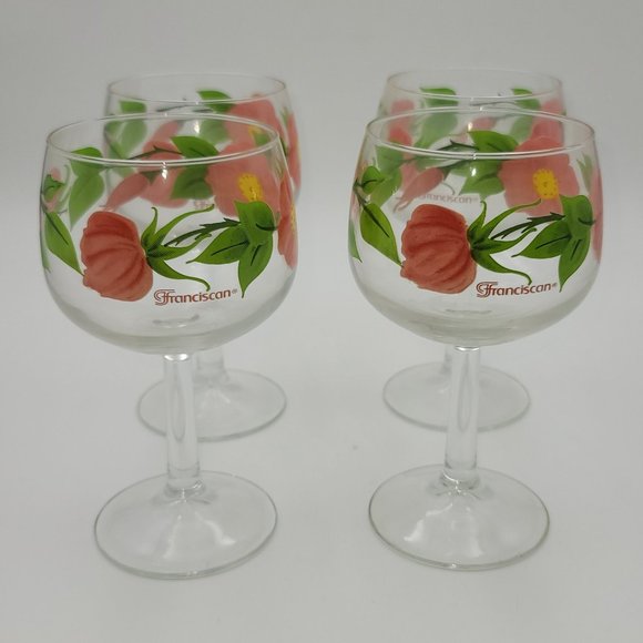 Dining Vintage Marked Franciscan Desert Rose Stemmed Wine Glass
